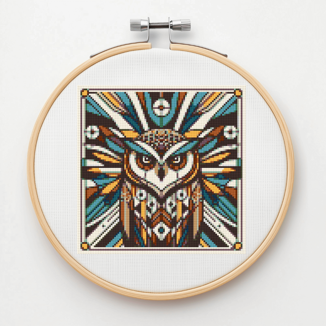 Art Deco Owl Cross Stitch Pattern