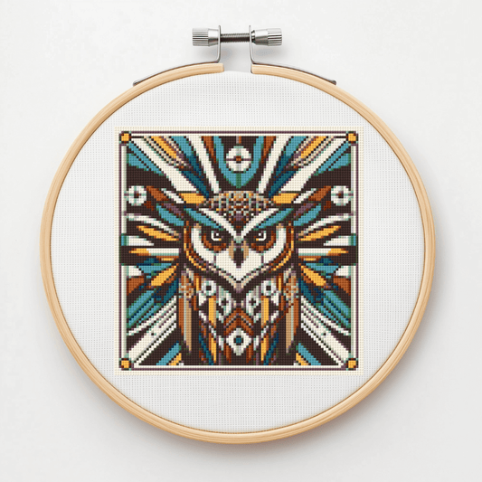 Art Deco Owl Cross Stitch Pattern