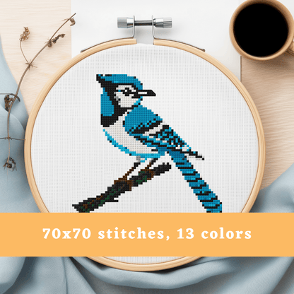 Blue Jay Modern Retro Cross Stitch Pattern