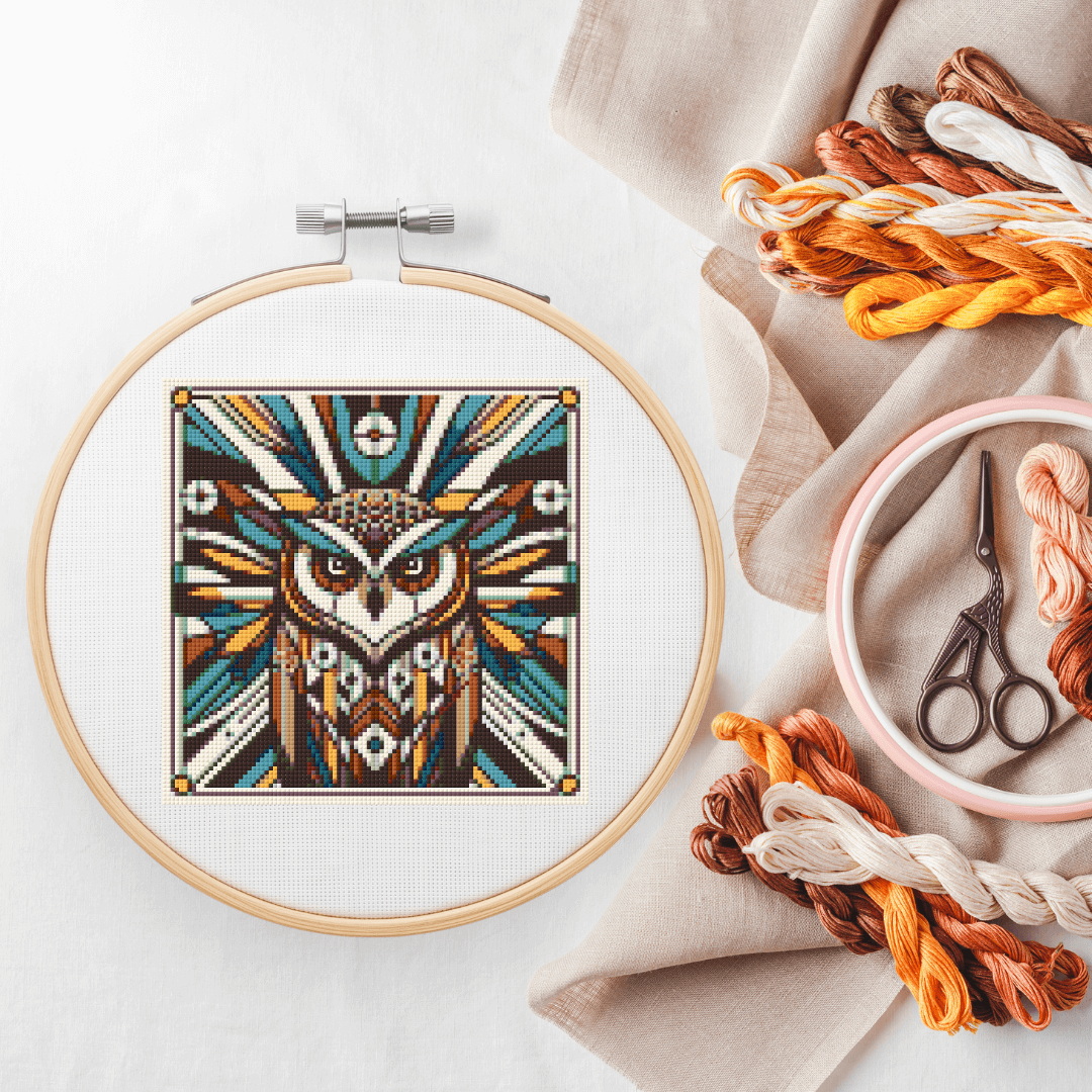 Art Deco Owl Cross Stitch Pattern