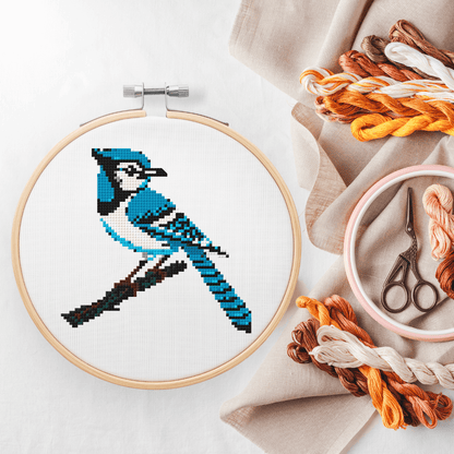 Blue Jay Modern Retro Cross Stitch Pattern