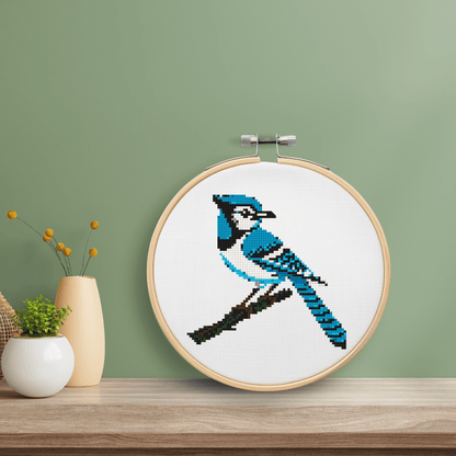 Blue Jay Modern Retro Cross Stitch Pattern