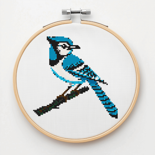 Blue Jay Modern Retro Cross Stitch Pattern