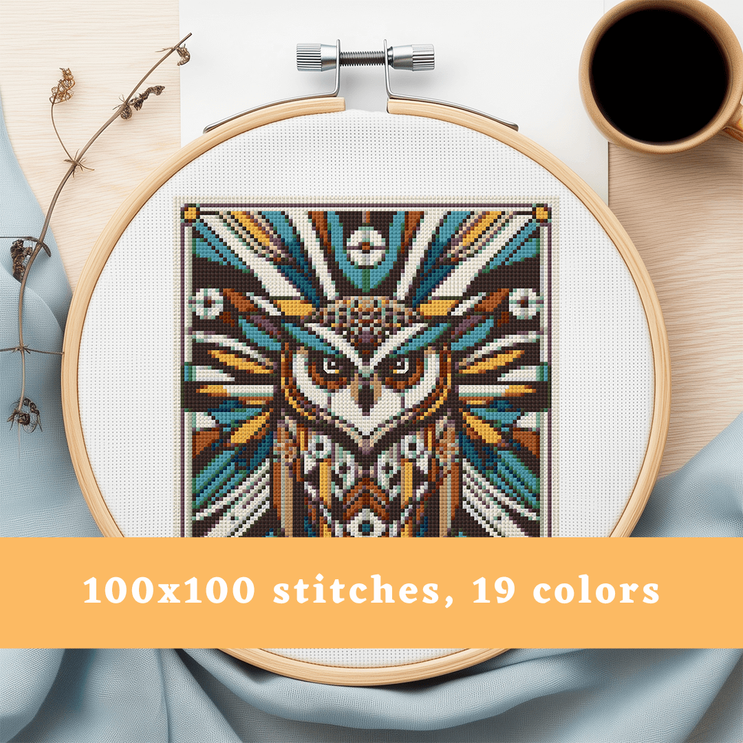 Art Deco Owl Cross Stitch Pattern