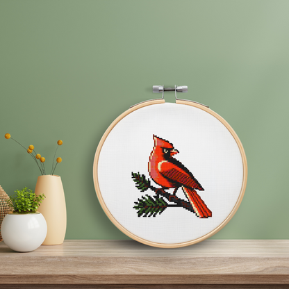 Cardinal Modern Retro Cross Stitch Pattern