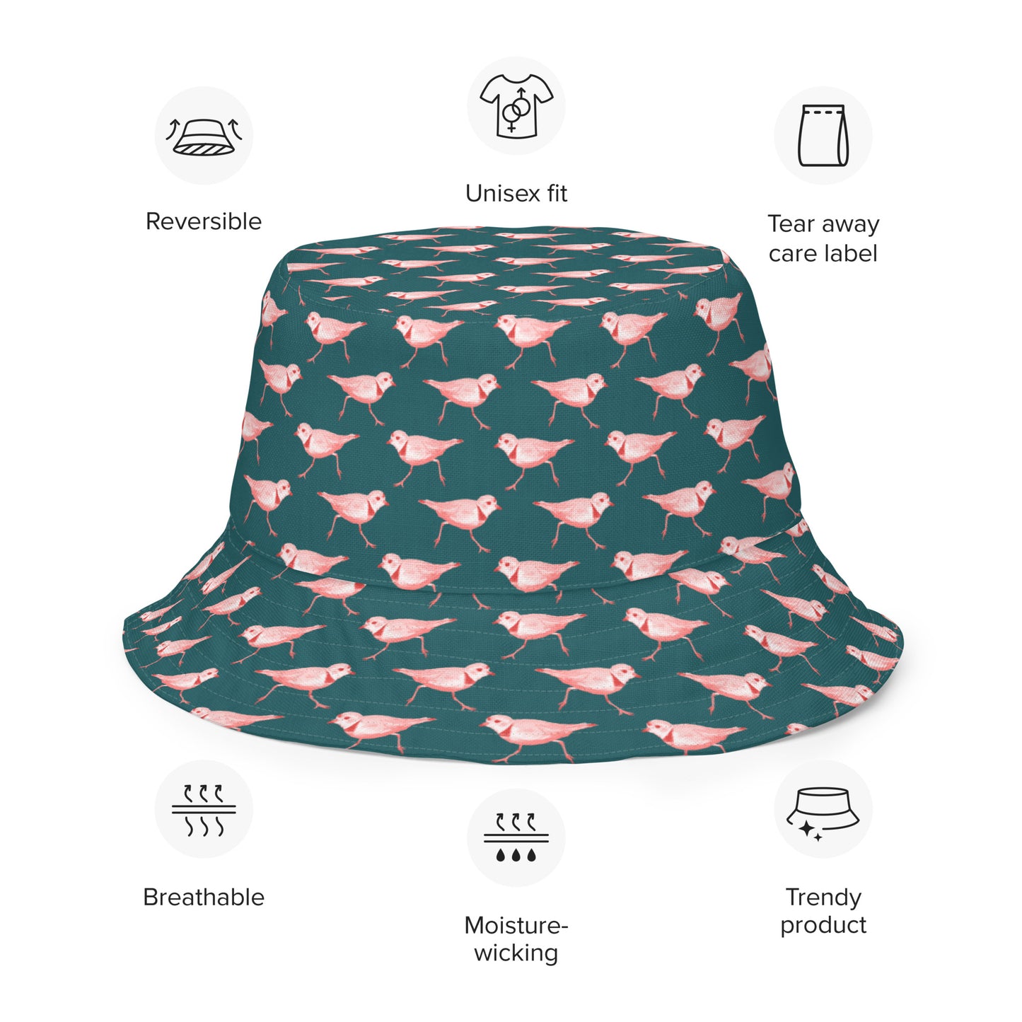 Reversible Bucket Hat - American Avocet and Piping Plover