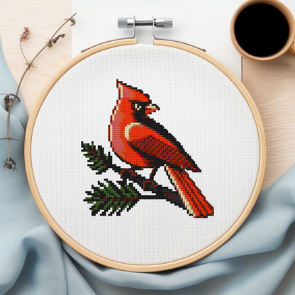 Cardinal Modern Retro Cross Stitch Pattern