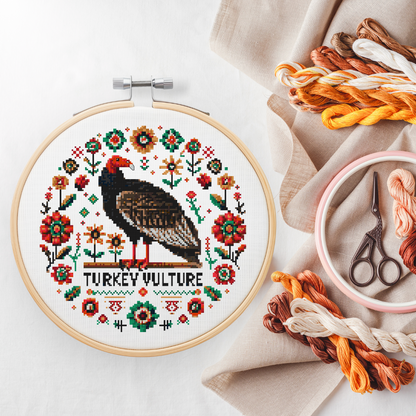 Turkey Vulture Vintage Style Cross Stitch Pattern