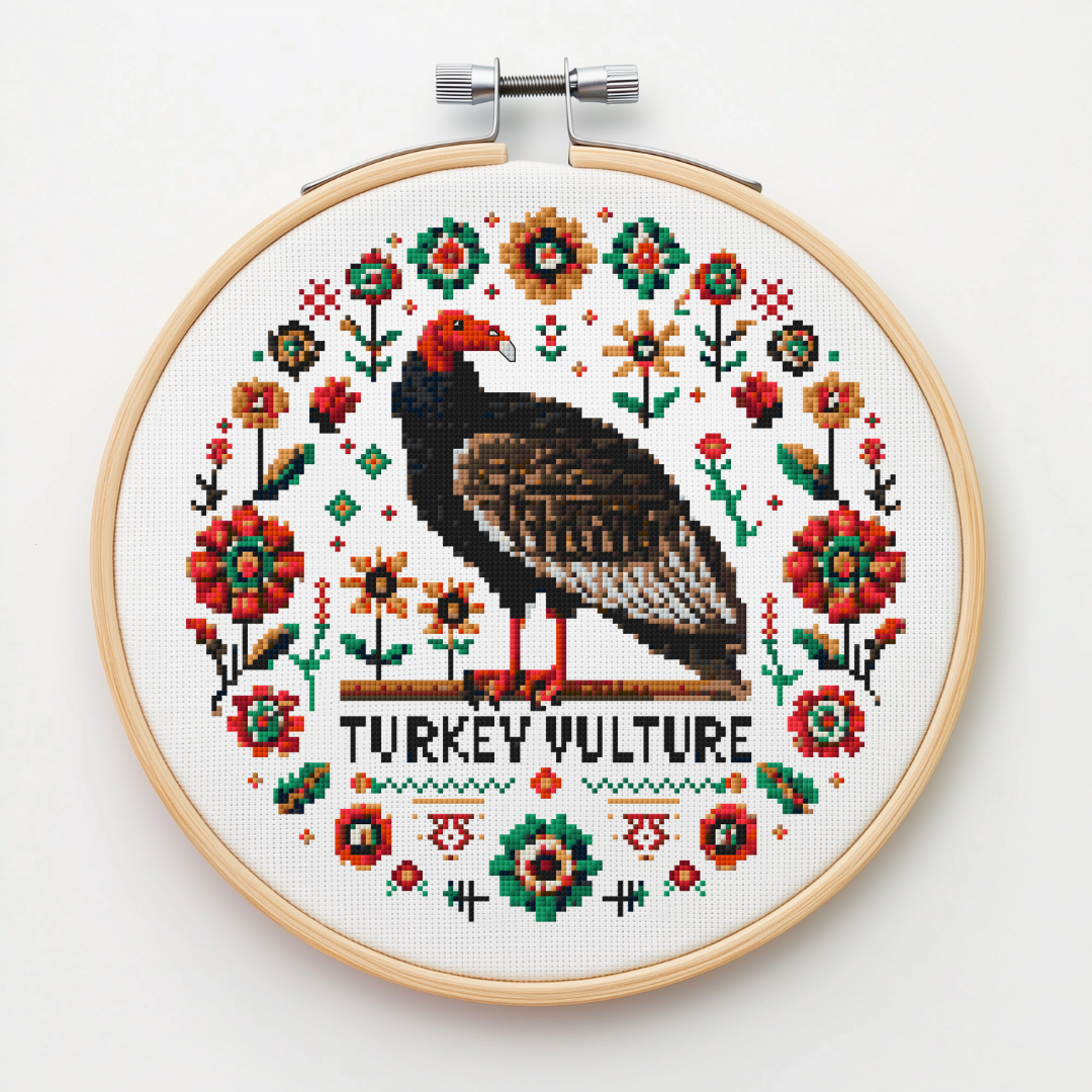 Turkey Vulture Vintage Style Cross Stitch Pattern