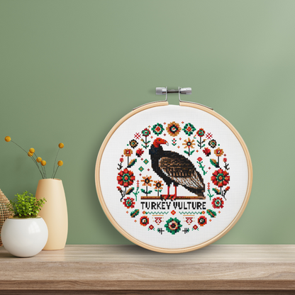 Turkey Vulture Vintage Style Cross Stitch Pattern