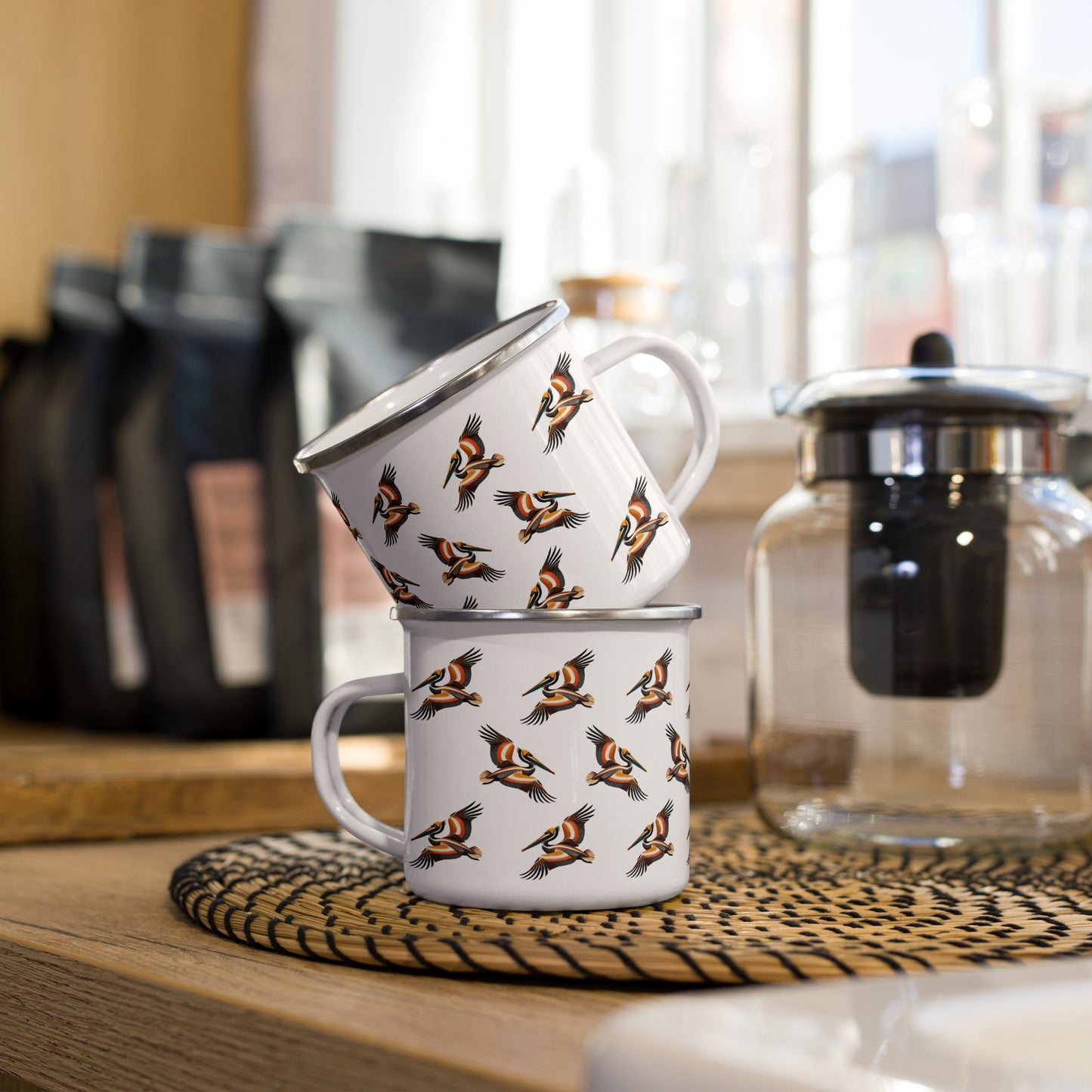 Brown Pelican Enamel Mug