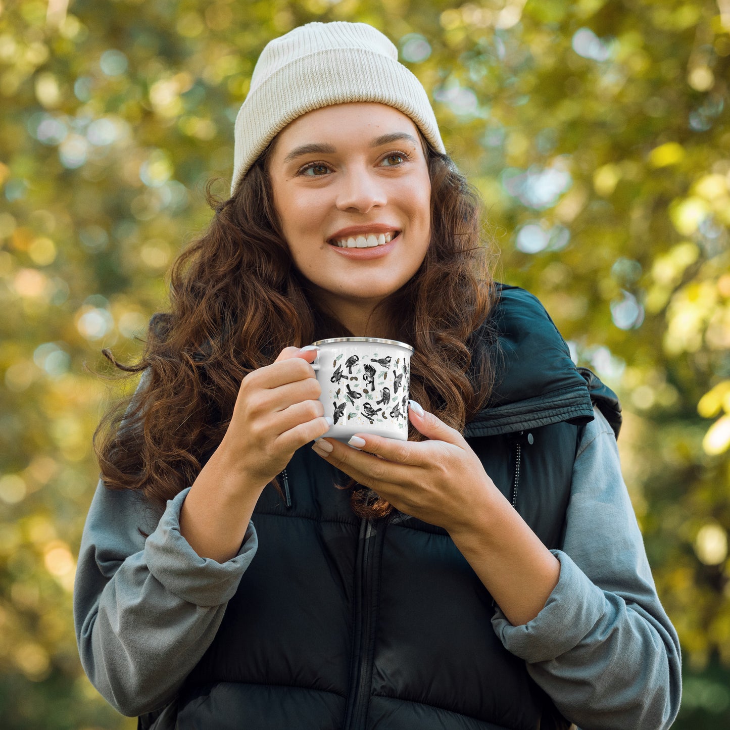 Chickadee Enamel Mug