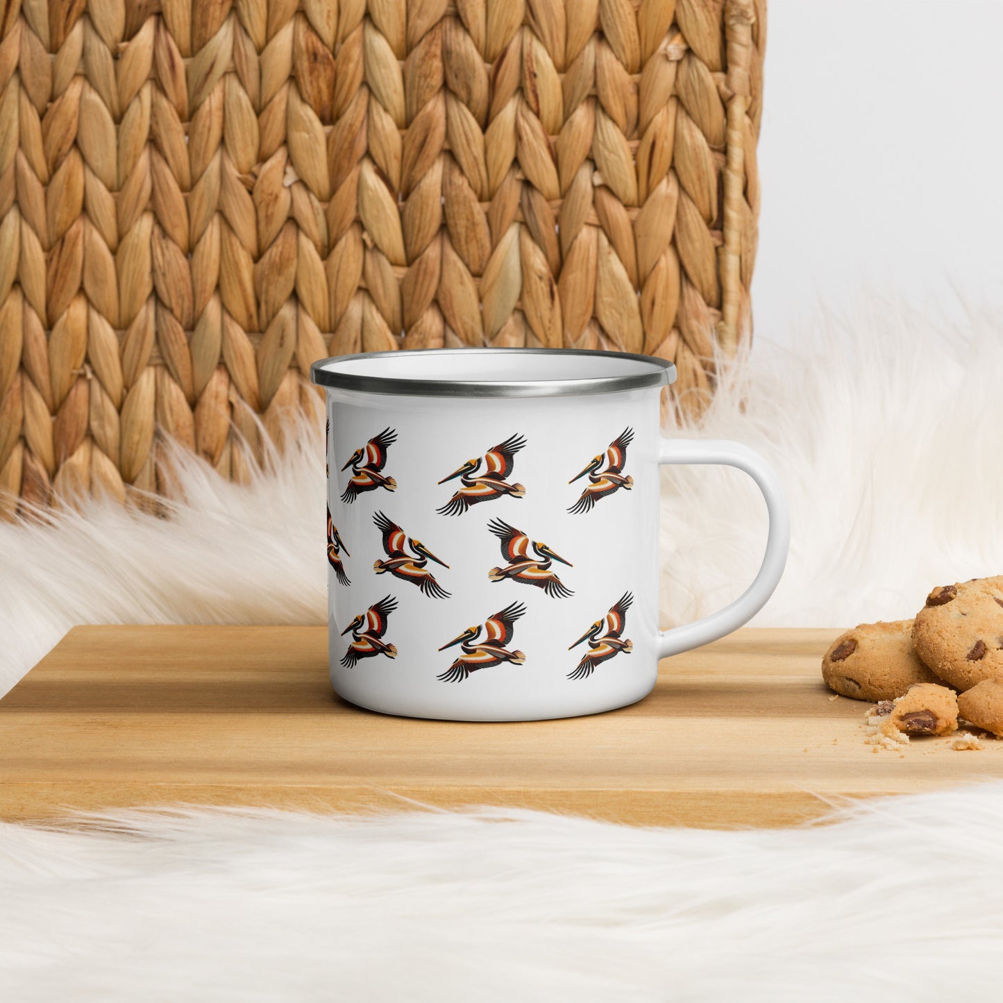 Brown Pelican Enamel Mug