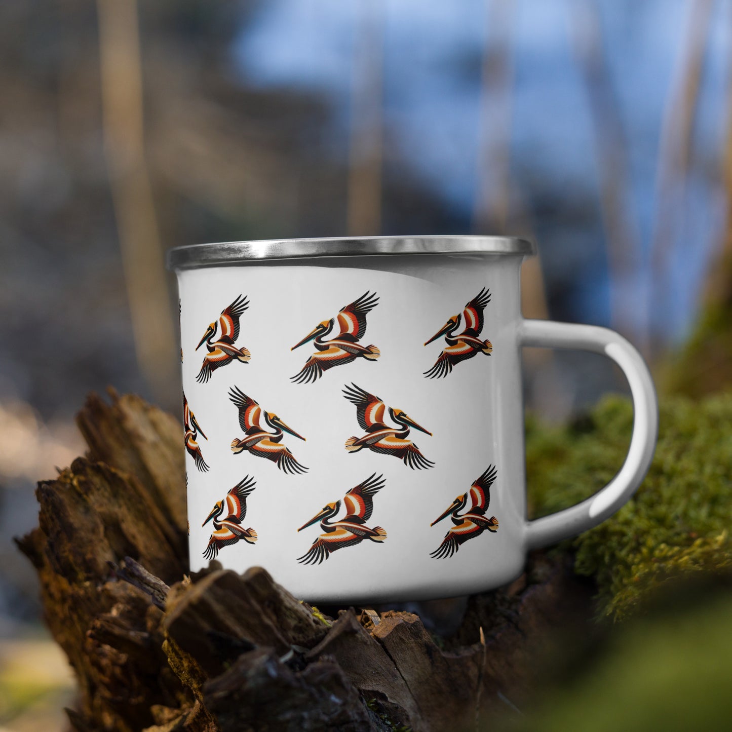 Brown Pelican Enamel Mug