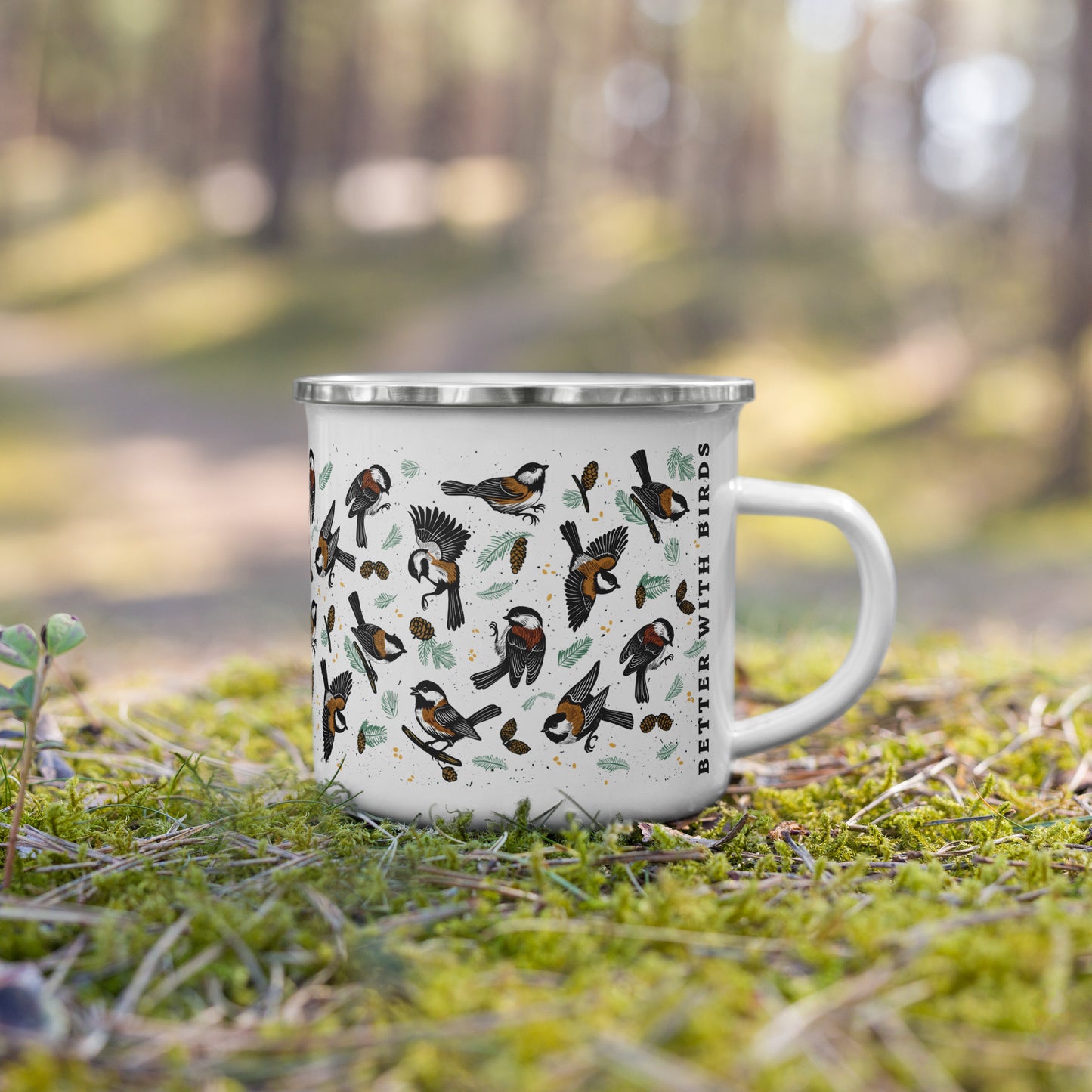 Chickadee Enamel Mug