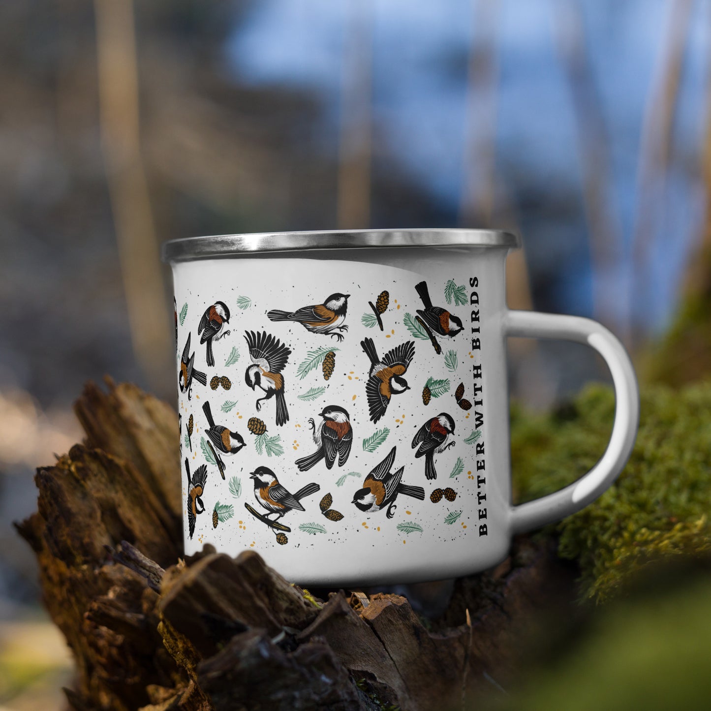 Chickadee Enamel Mug