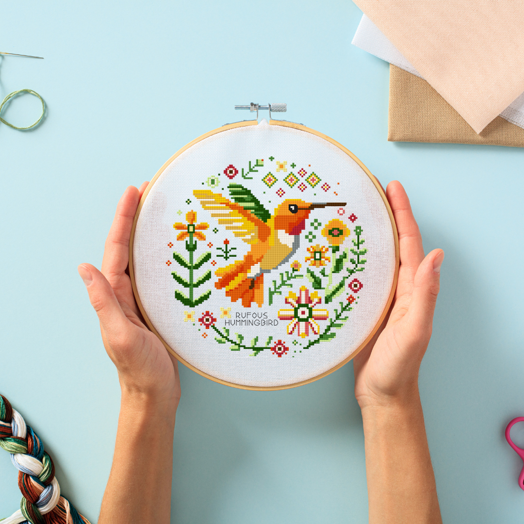 Rufous Hummingbird Vintage Style Cross Stitch Pattern