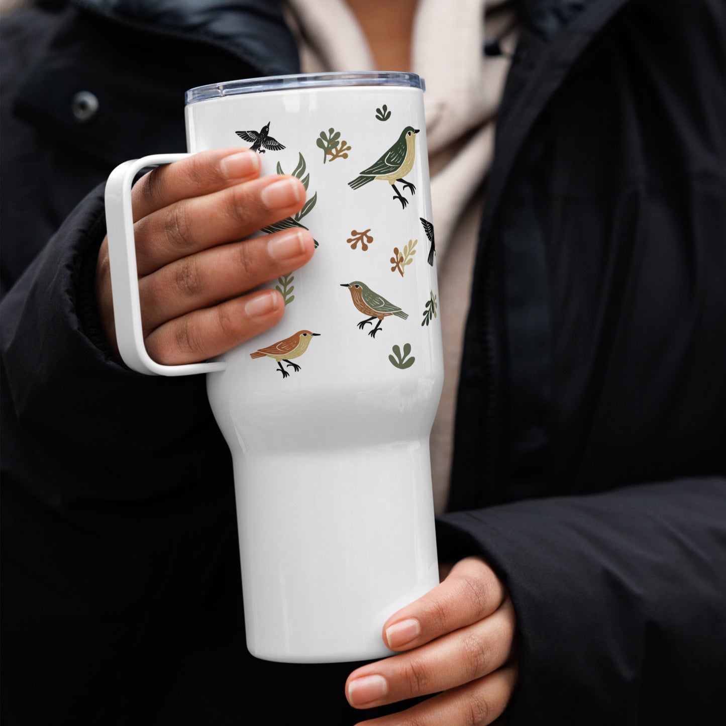 Vintage Birds Travel Mug with Handle