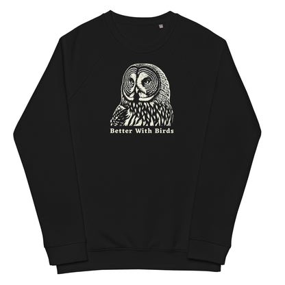 Great Gray Owl Unisex Organic Raglan Sweatshirt